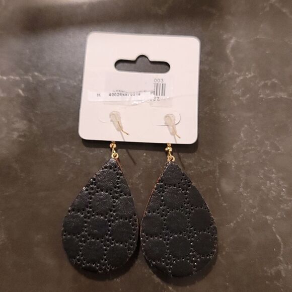 BRAND NEW MUDD BOHEMIAN WOOD TEARDROP DANGLE EARRINGS 2.25" STATEMENT  E… - Picture 9 of 9